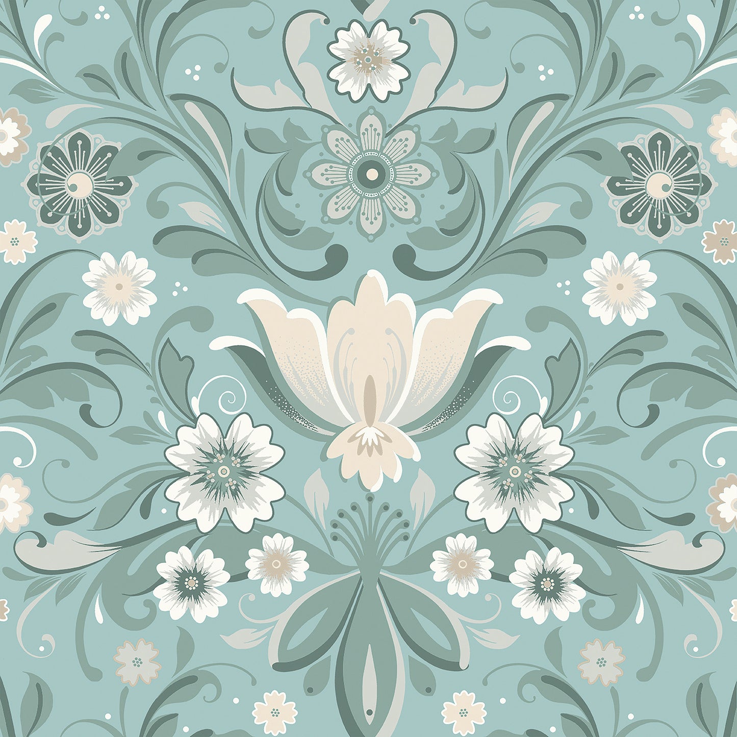 A-Street Prints Ostanskar Turquoise Retro Floral Wallpaper, 20.9-in by 33-ft