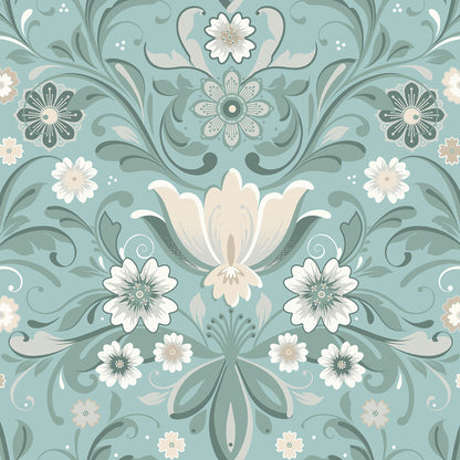 A-Street Prints Ostanskar Turquoise Retro Floral Wallpaper, 20.9-in by 33-ft