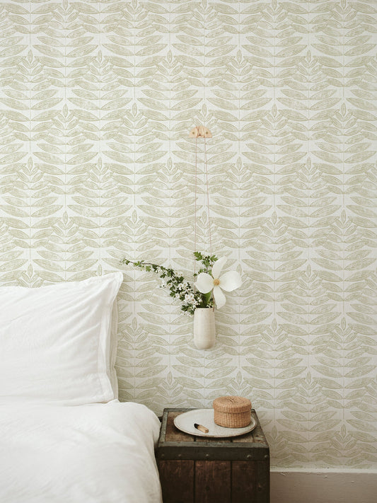 A-Street Prints Akira Taupe Leaf Wallpaper, 20.5-in by 33-ft