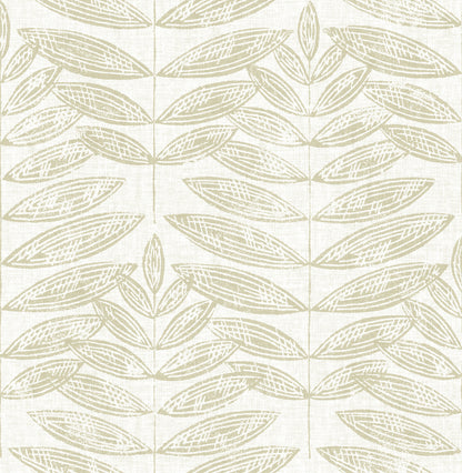 A-Street Prints Akira Taupe Leaf Wallpaper, 20.5-in by 33-ft