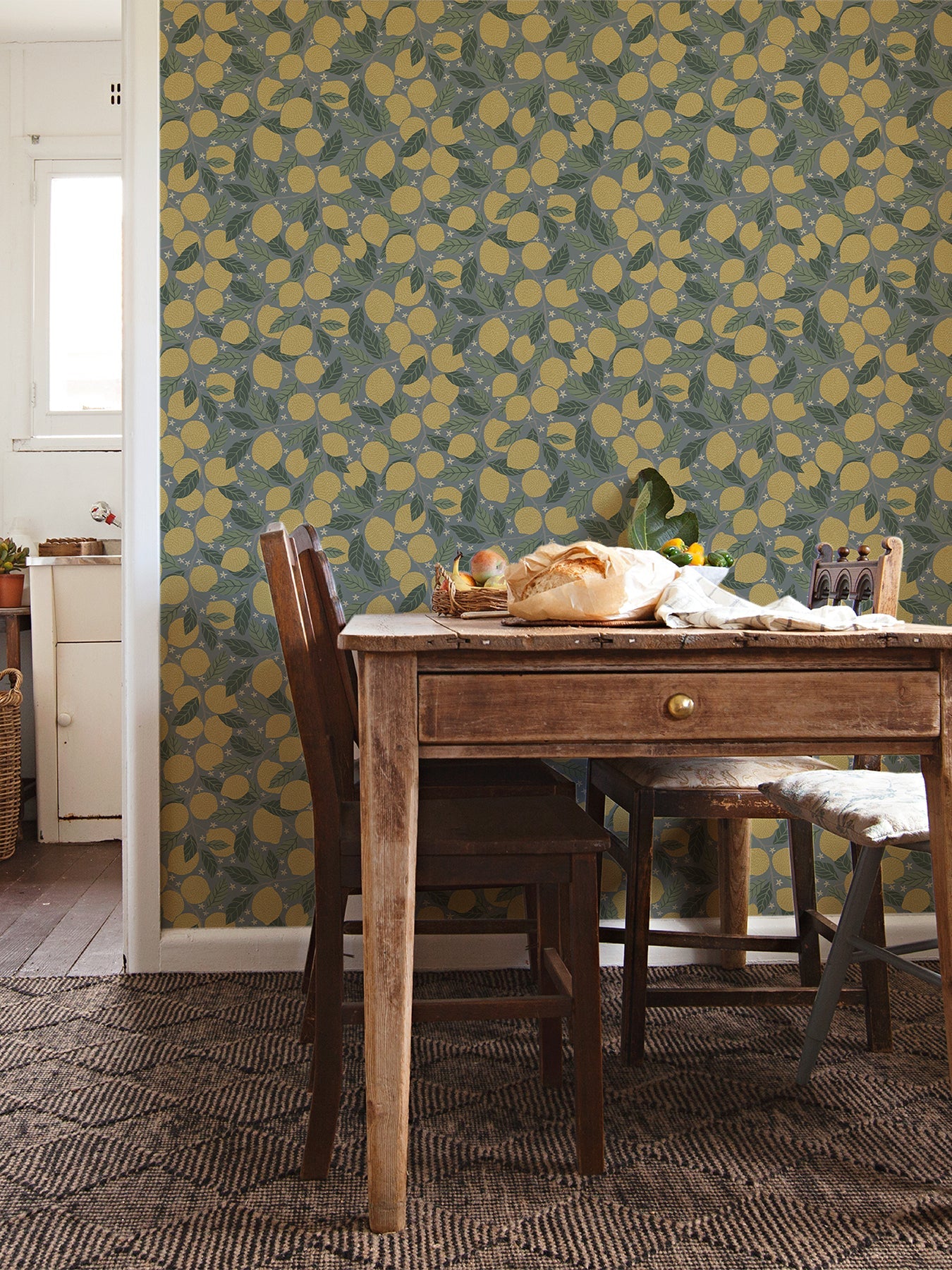 A-Street Prints Lemona Blue Fruit Tree Wallpaper, 20.9-in by 33-ft