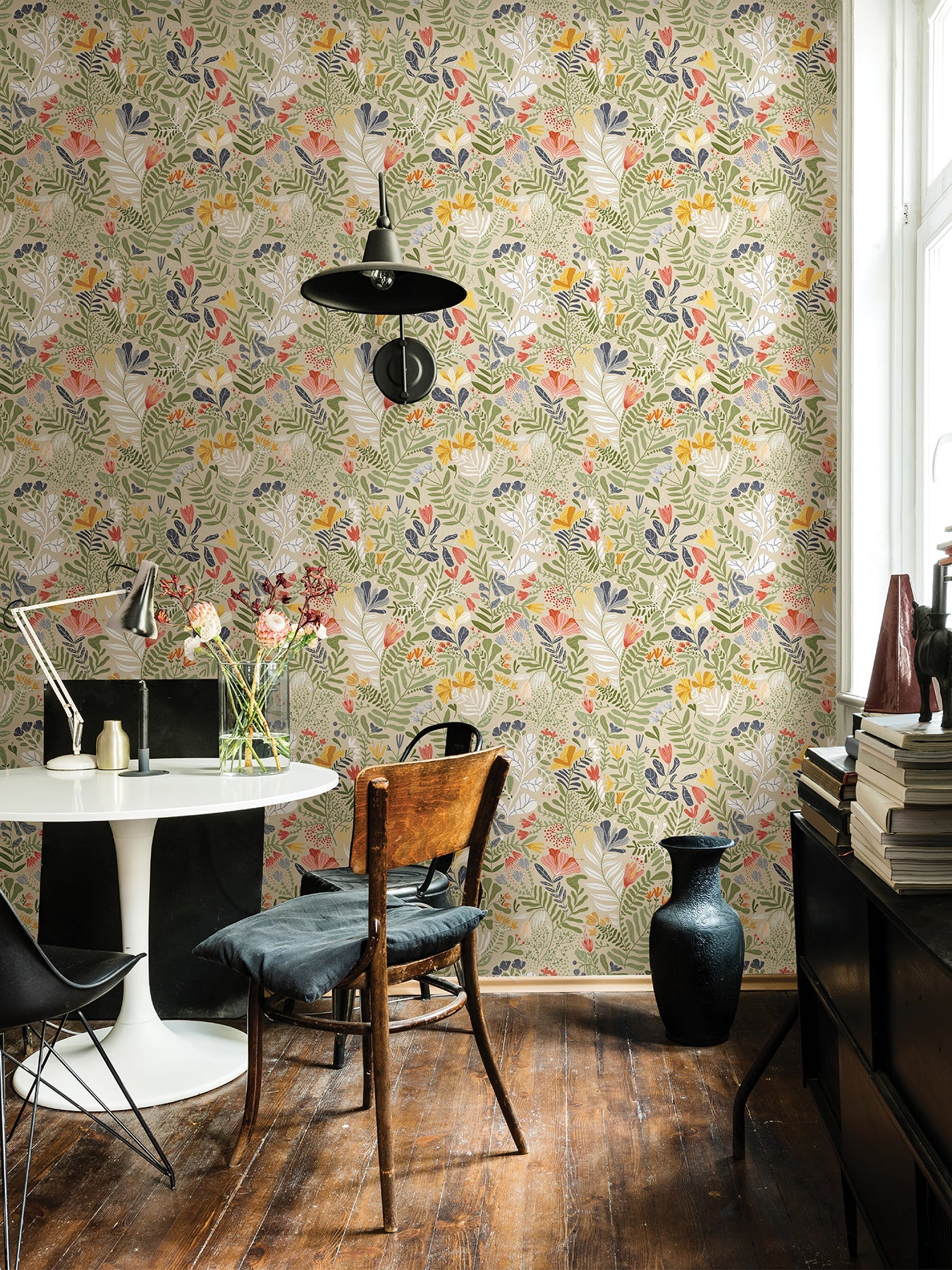 A-Street Prints Brittsommar Beige Green Woodland Floral Wallpaper, 20.9-in by 33-ft