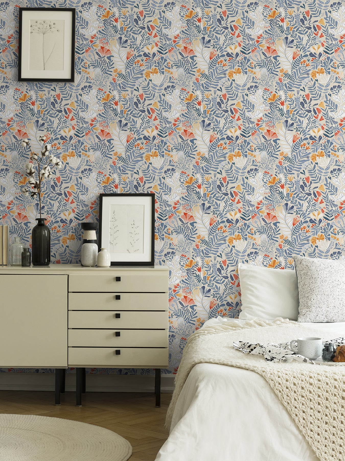 A-Street Prints Brittsommar Light blue Woodland Floral Wallpaper, 20.9-in by 33-ft