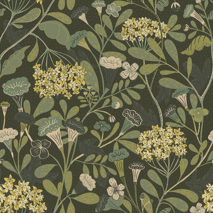 A-Street Prints Hybbe Dark Green Hydrangea Garden Wallpaper, 20.9-in by 33-ft