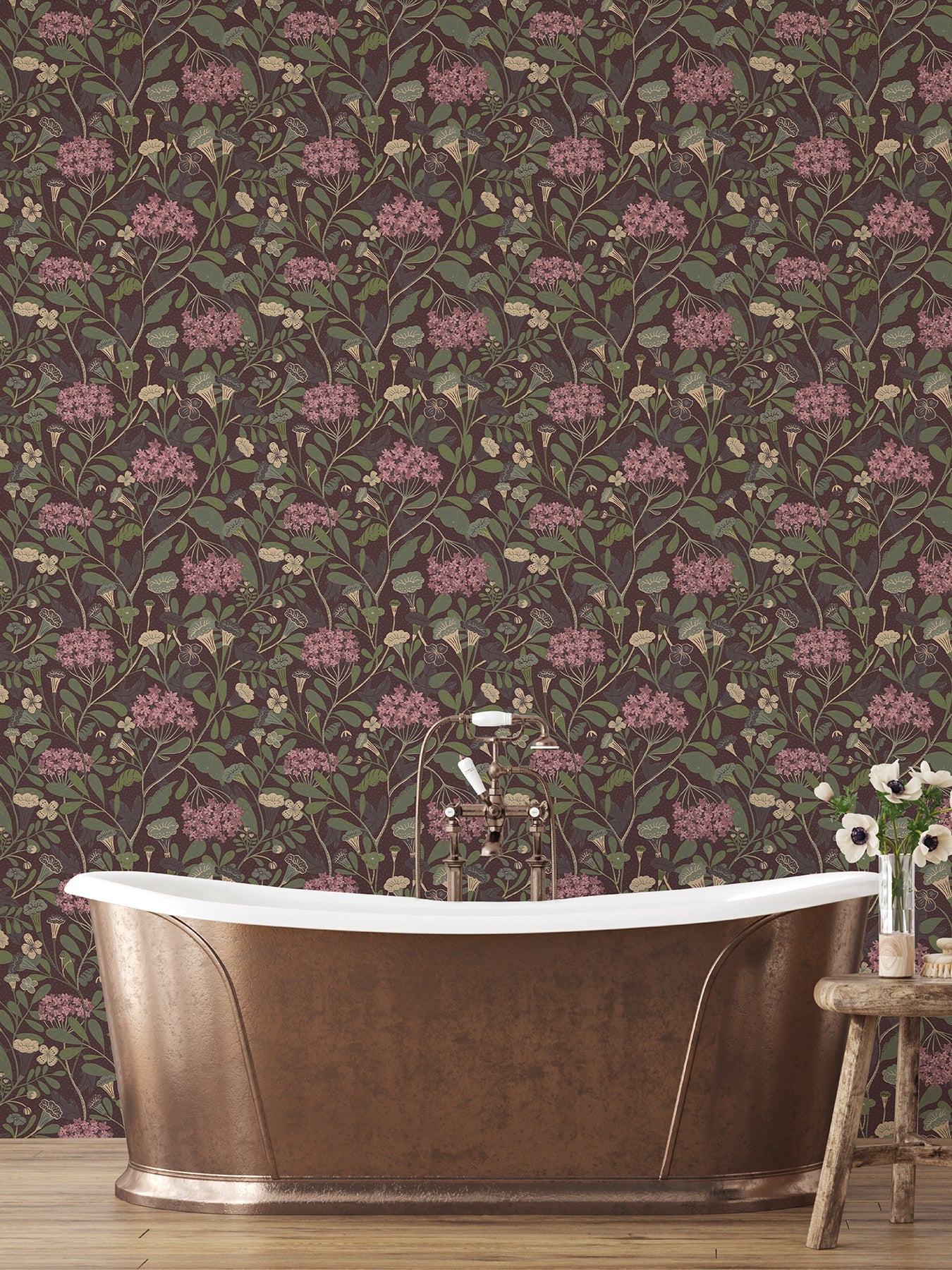 A-Street Prints Hybbe Purple Garden Wallpaper, 20.9-in by 33-ft