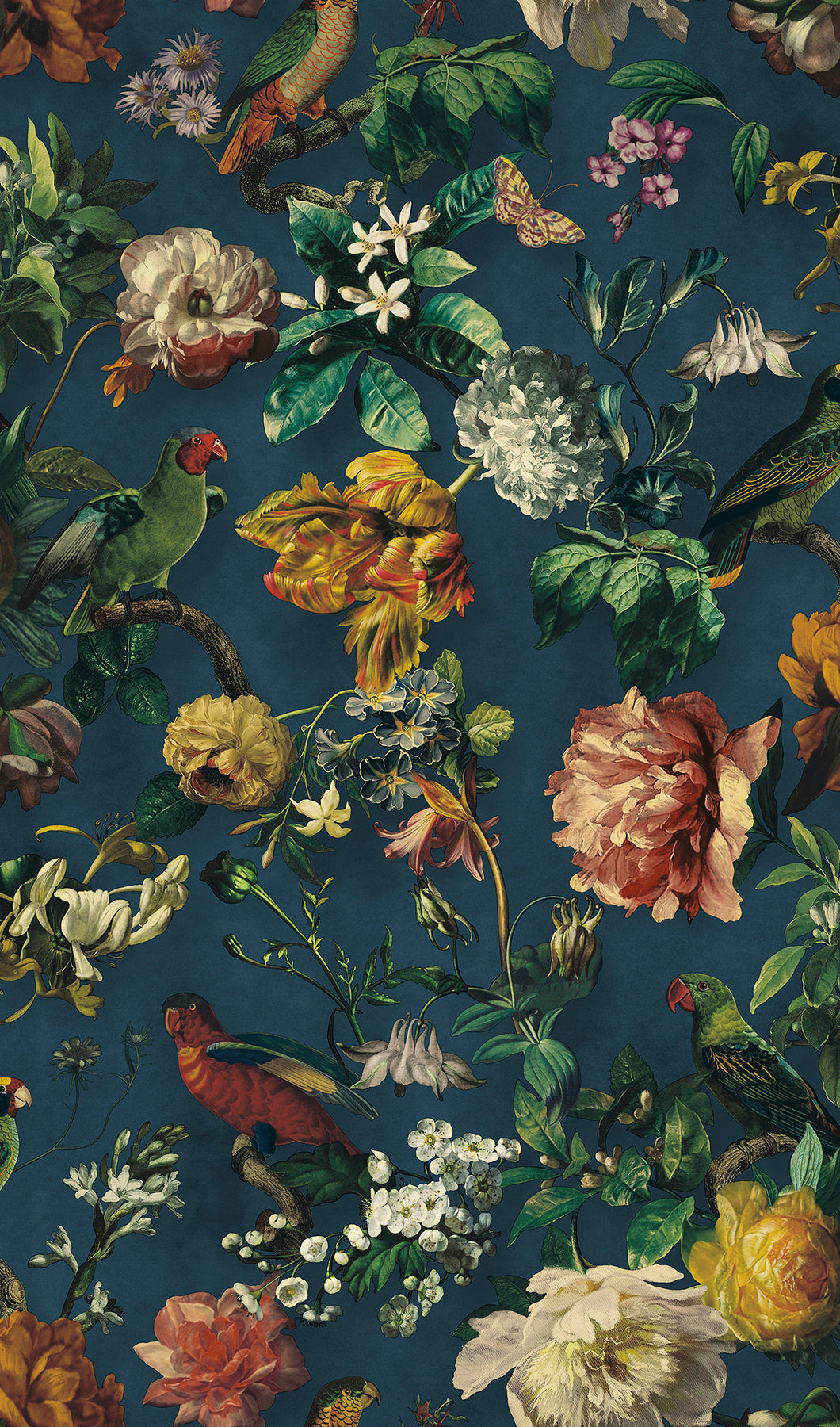 Eijffinger Claude Navy Floral Wallpaper, 20.5-in by 33-ft