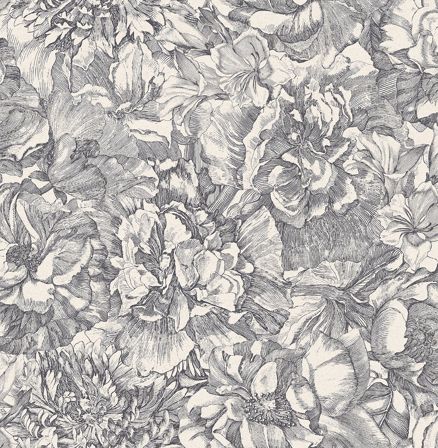 Eijffinger Auguste Charcoal Floral Wallpaper, 20.5-in by 33-ft