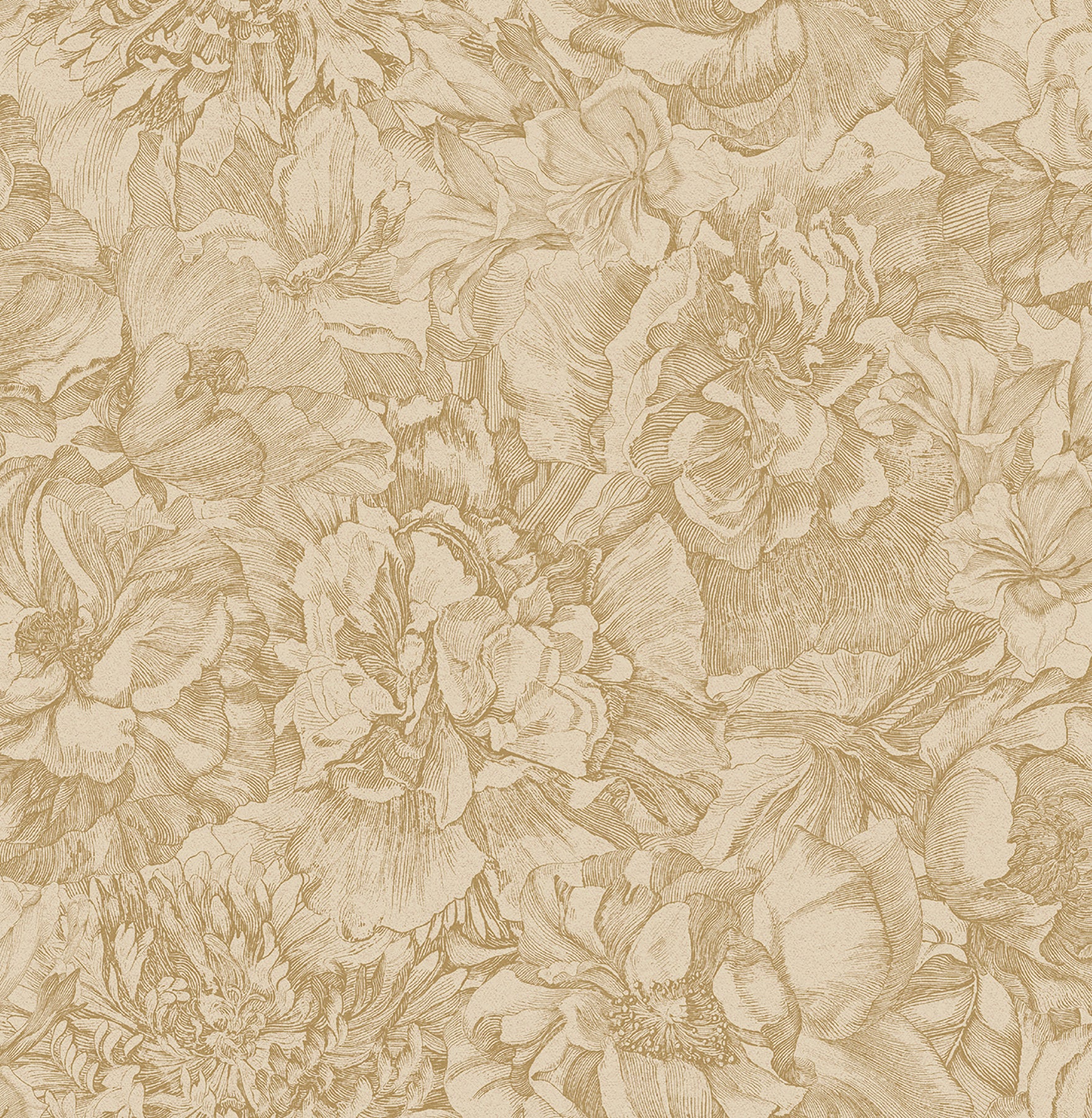 Eijffinger Auguste Gold Floral Wallpaper, 20.5-in by 33-ft