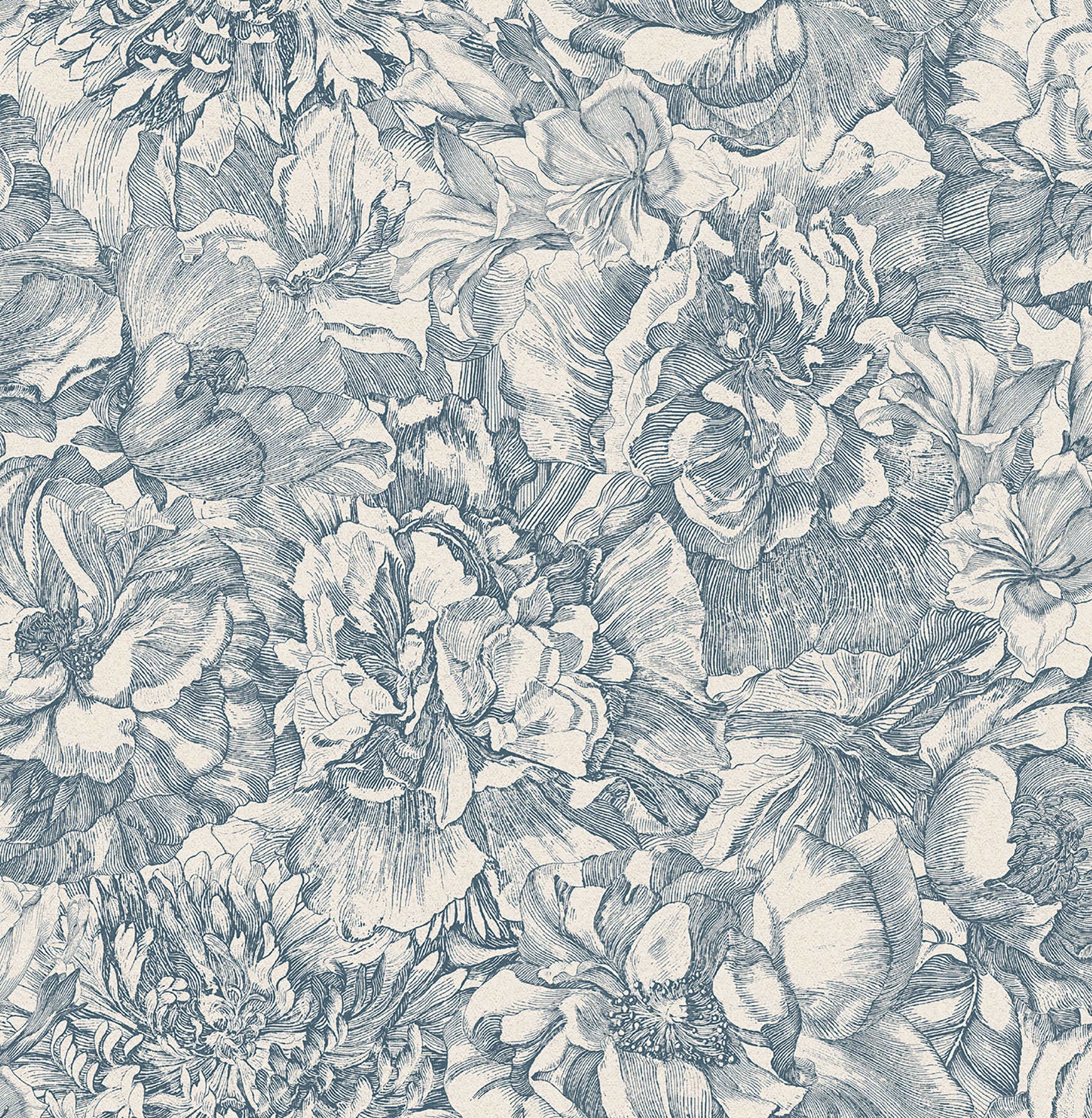 Eijffinger Auguste Navy Floral Wallpaper, 20.5-in by 33-ft