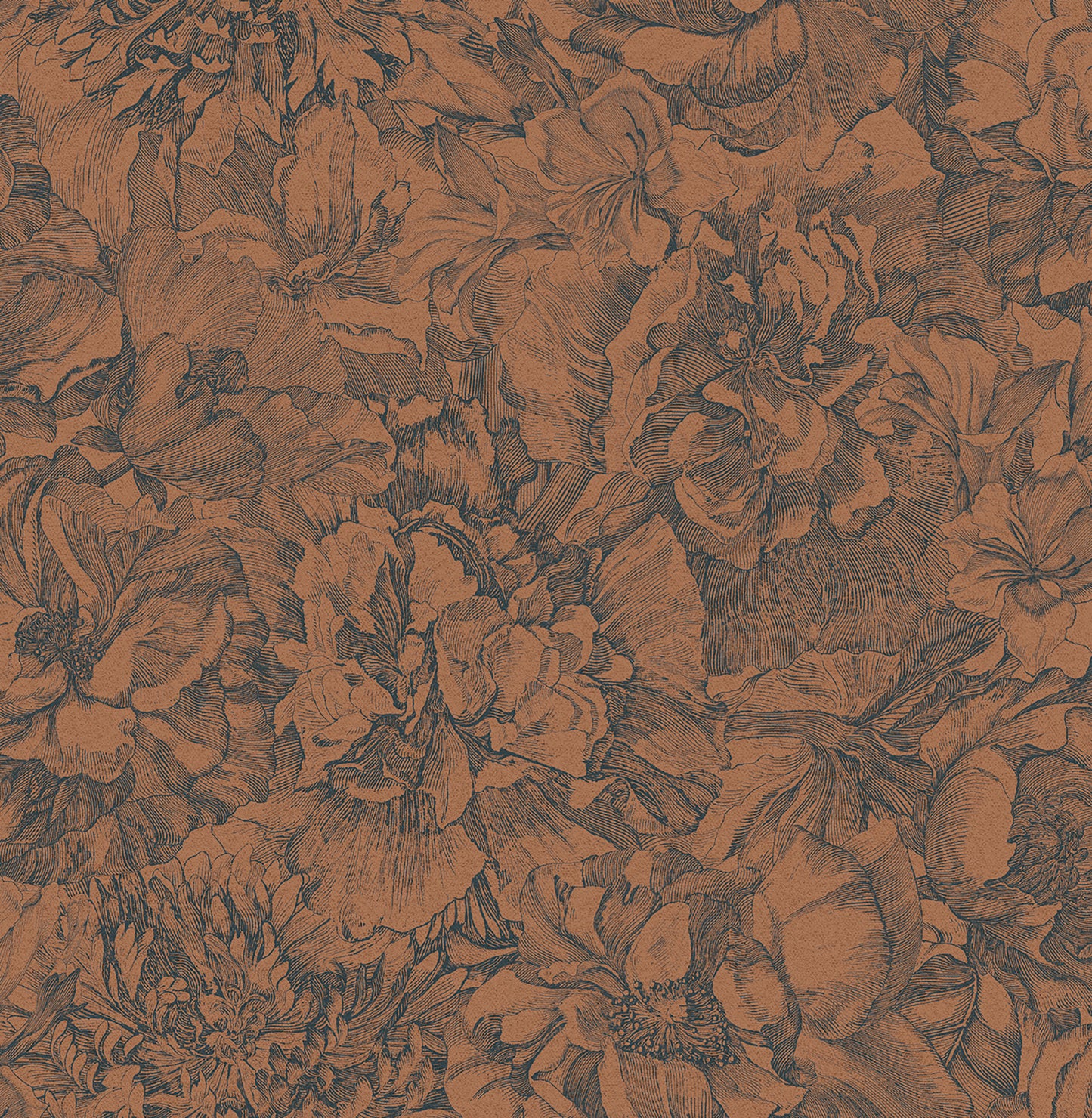 Eijffinger Auguste Copper Floral Wallpaper, 20.5-in by 33-ft