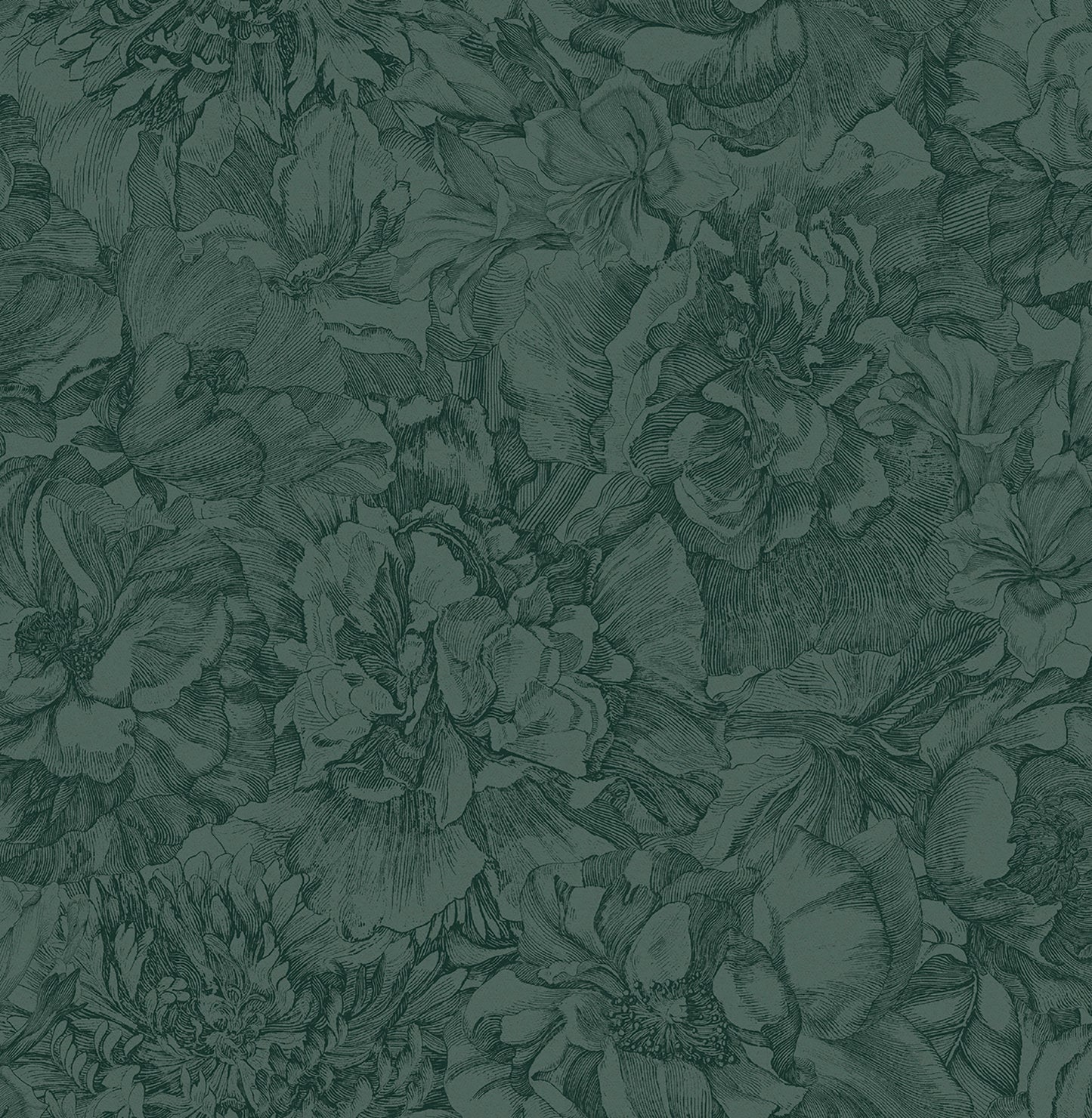 Eijffinger Auguste Dark Green Floral Wallpaper, 20.5-in by 33-ft