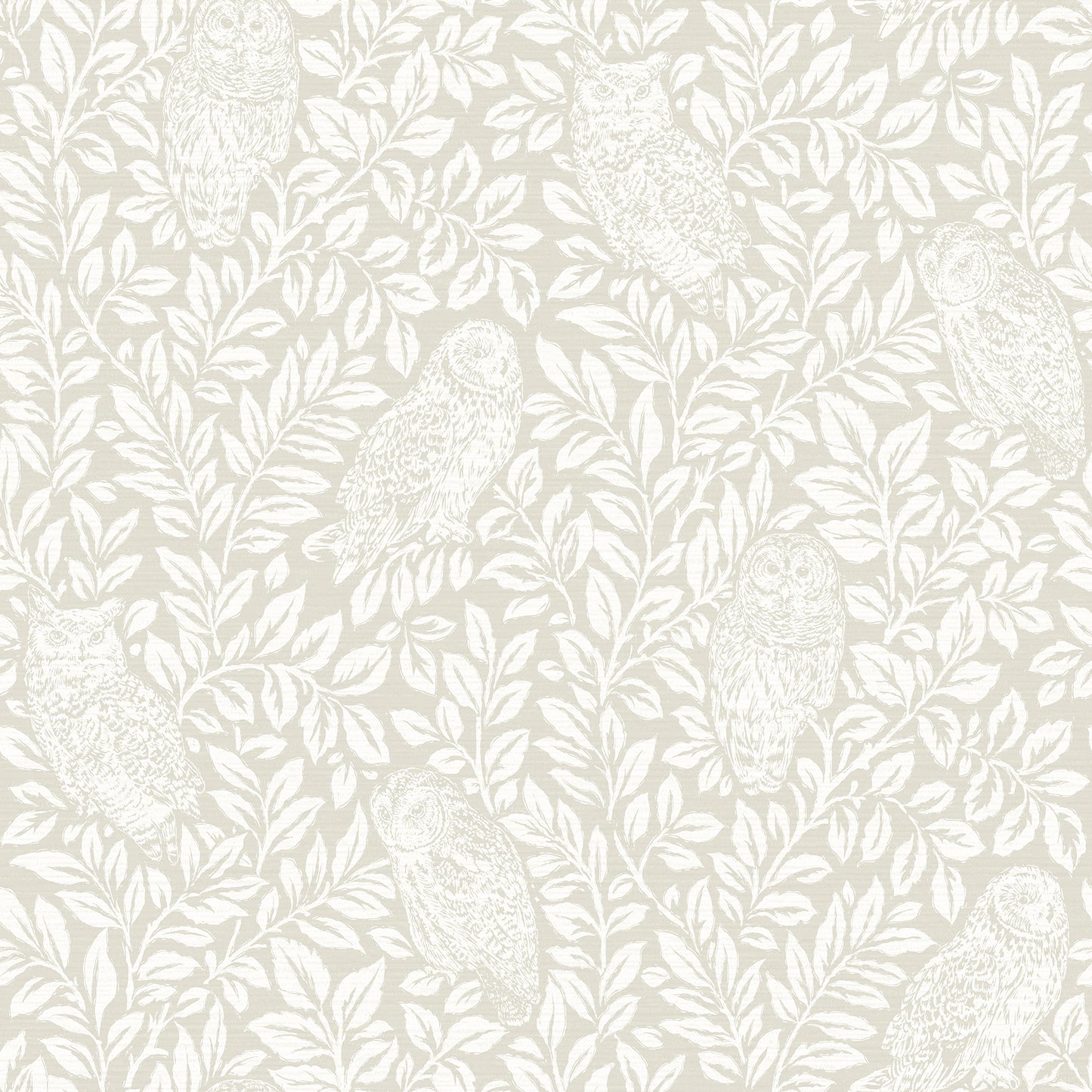 Chesapeake Parliament Cream Owl Wallpaper, 20.5-in by 33-ft