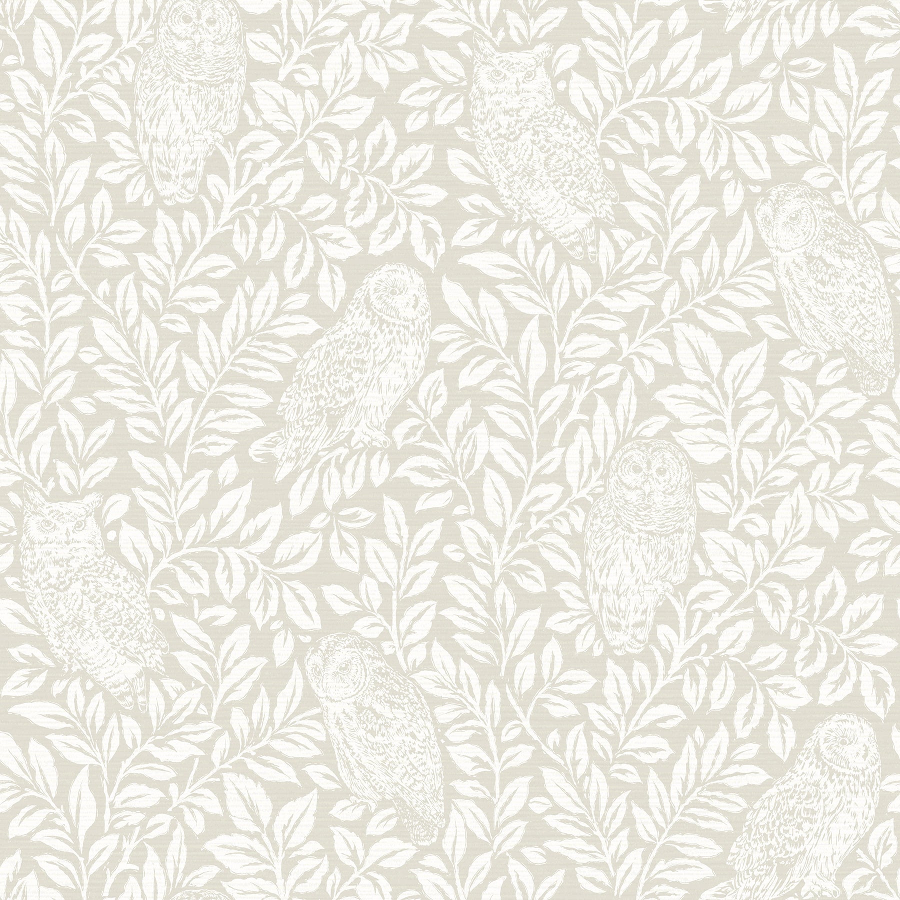 Chesapeake Parliament Cream Owl Wallpaper, 20.5-in by 33-ft