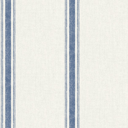 Chesapeake Linette Blue Fabric Stripe Wallpaper, 20.5-in by 33-ft