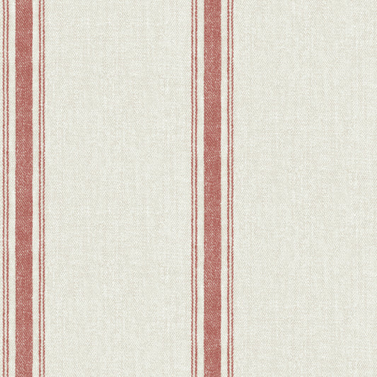 Chesapeake Linette Burnt Sienna Fabric Stripe Wallpaper, 20.5-in by 33-ft