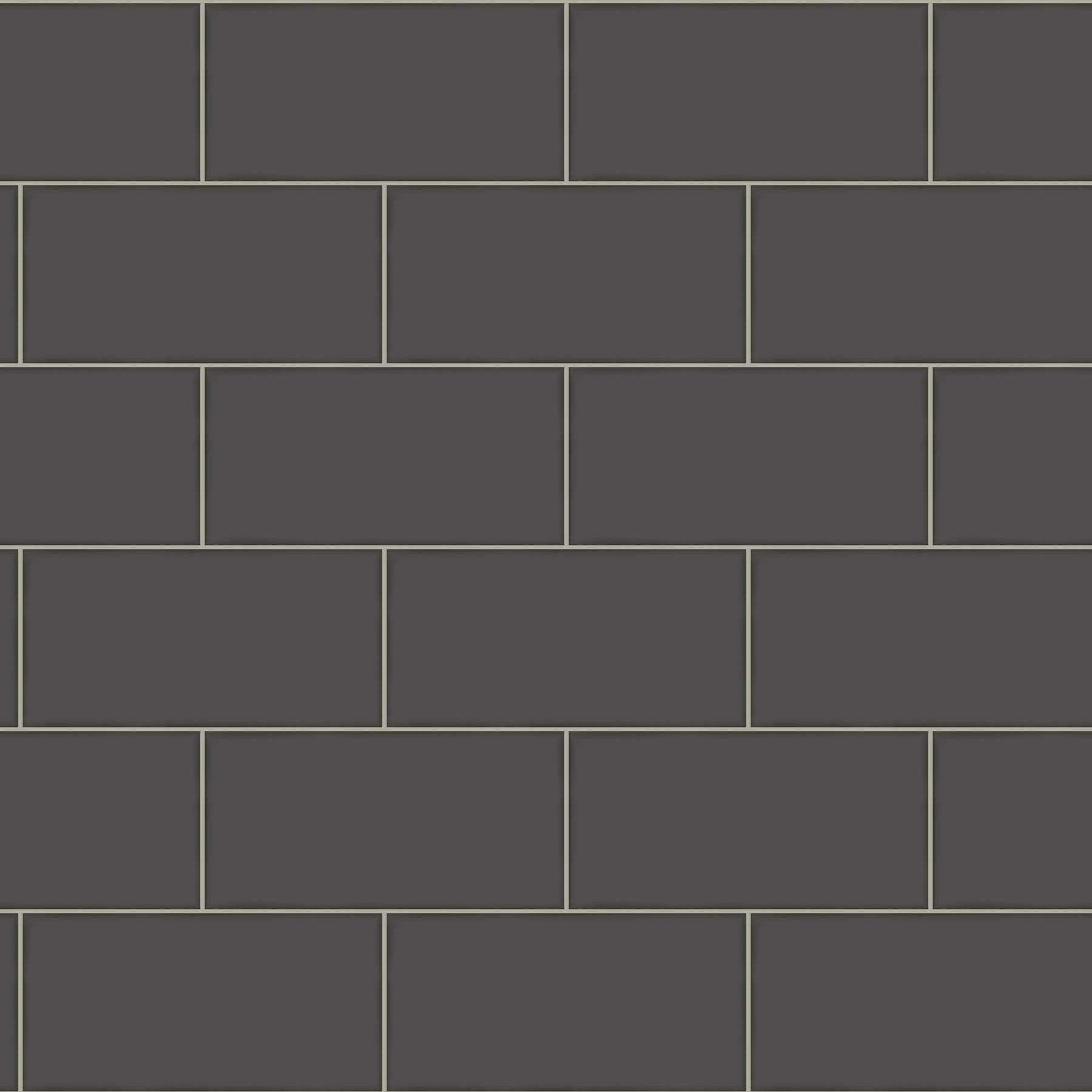 Chesapeake Freedom Black Subway Tile Wallpaper, 20.5-in by 33-ft