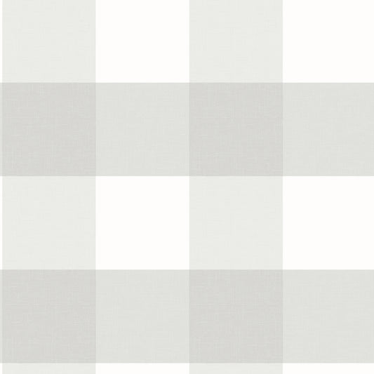 Chesapeake Amos Light Grey Gingham Wallpaper, 20.5-in by 33-ft