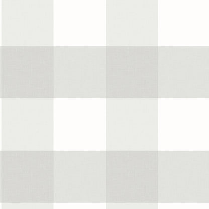 Chesapeake Amos Light Grey Gingham Wallpaper, 20.5-in by 33-ft