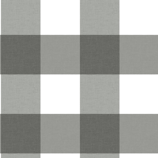 Chesapeake Amos Black Gingham Wallpaper, 20.5-in by 33-ft