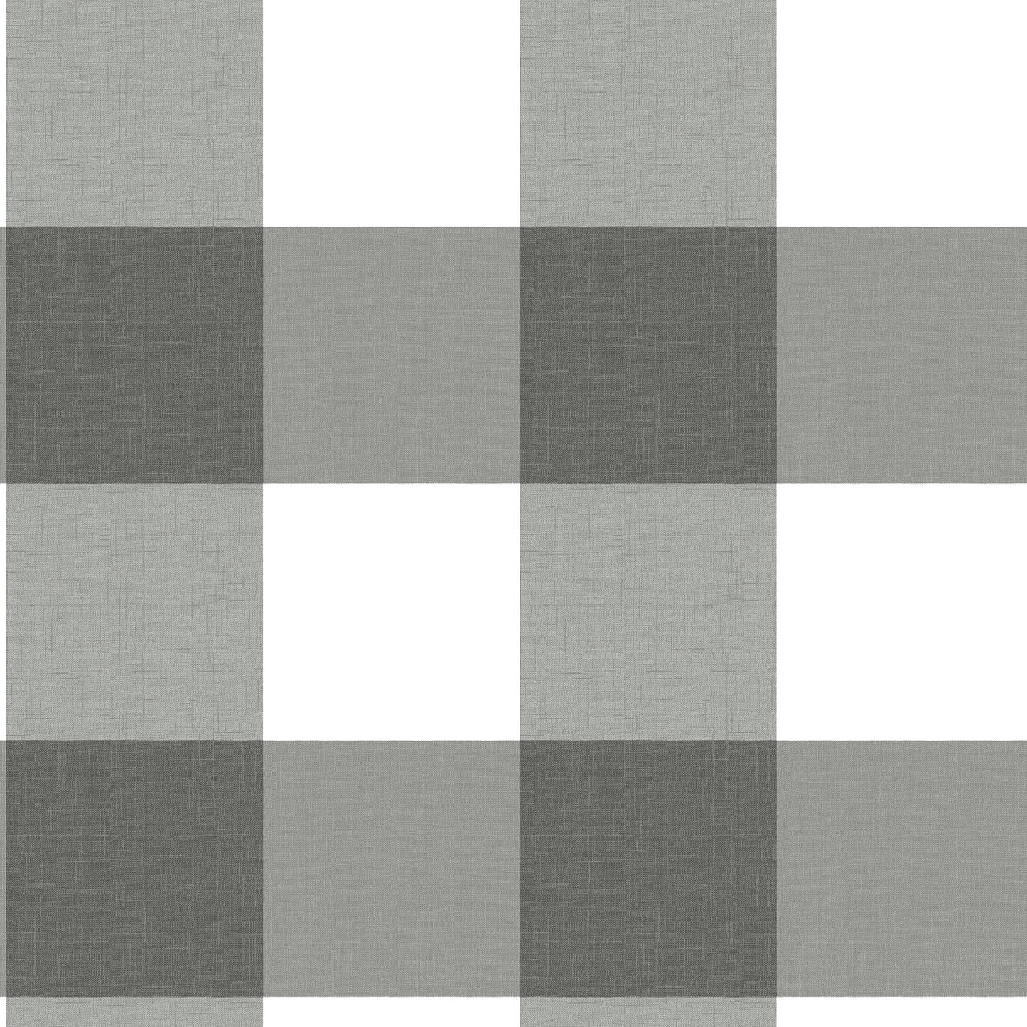 Chesapeake Amos Black Gingham Wallpaper, 20.5-in by 33-ft