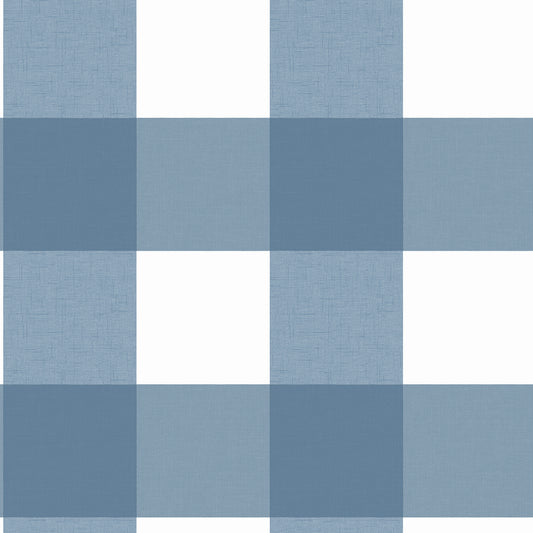 Chesapeake Amos Blue Gingham Wallpaper, 20.5-in by 33-ft