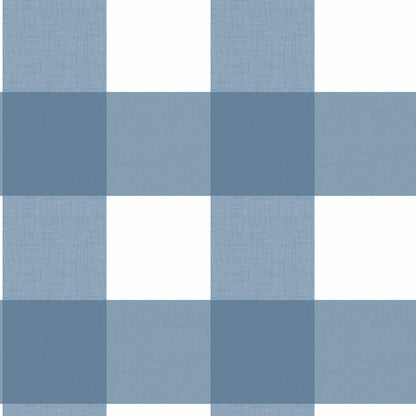 Chesapeake Amos Blue Gingham Wallpaper, 20.5-in by 33-ft