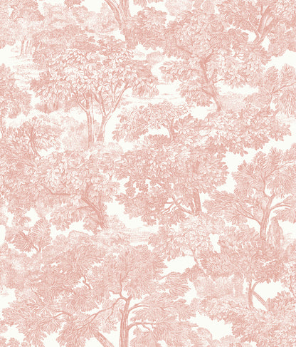 Chesapeake Spinney Rose Rose Toile Wallpaper, 20.5-in by 33-ft