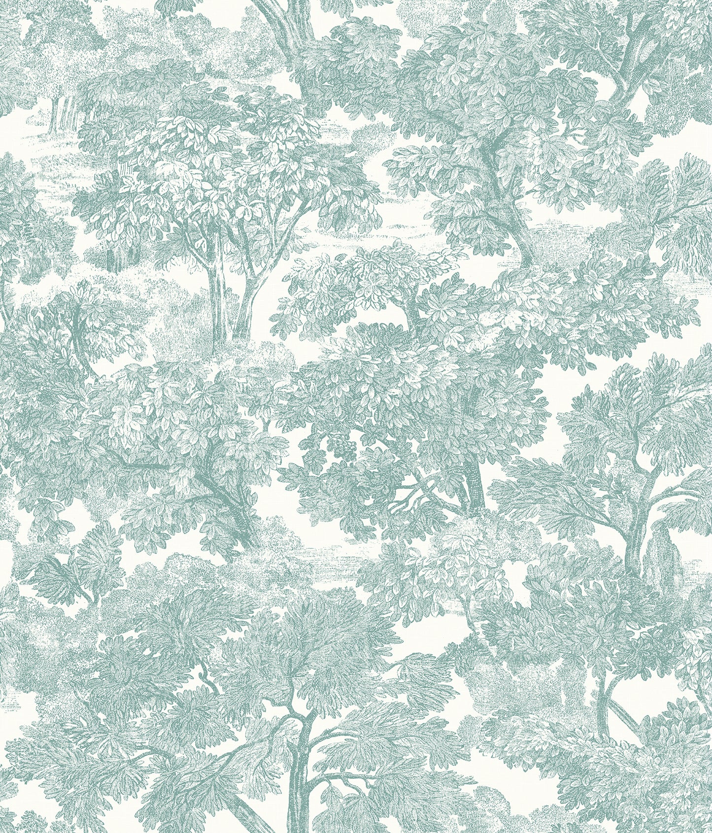 Chesapeake Spinney Teal Toile Wallpaper, 20.5-in by 33-ft