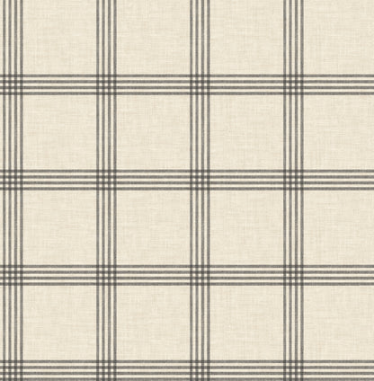 Chesapeake Twain Black Plaid Wallpaper, 20.5-in by 33-ft