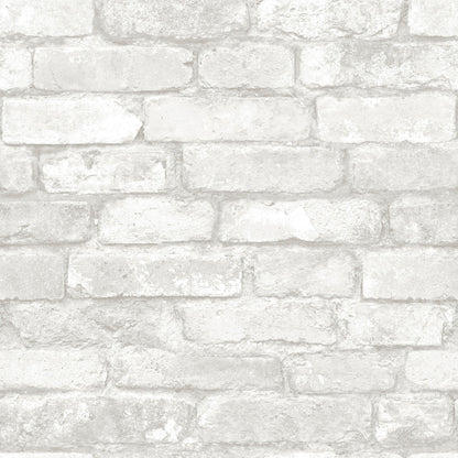 Chesapeake Buchanan Off White Brick P&S Wallpaper, 20.5-in by 18-ft