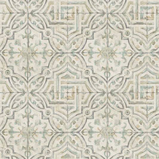 Chesapeake Sonoma Olive Spanish Tile Wallpaper, 20.5-in by 33-ft