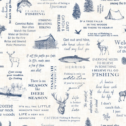 Chesapeake North Navy Camping Quotes Wallpaper, 20.5-in by 33-ft