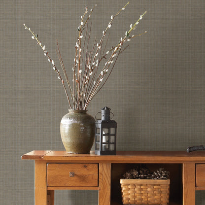 Chesapeake Kent Brown Grasscloth Wallpaper, 20.5-in by 33-ft