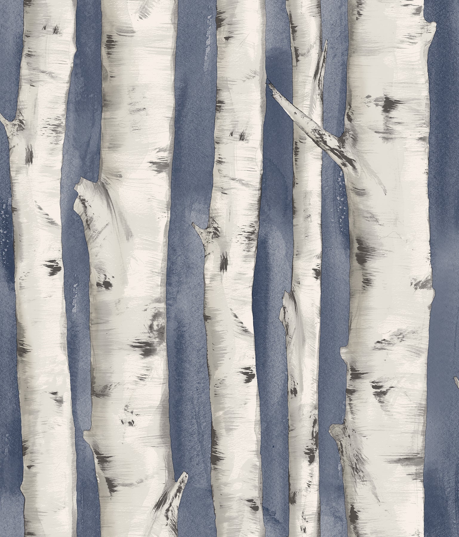 Chesapeake Pioneer Denim Birch Tree Wallpaper, 20.5-in by 33-ft