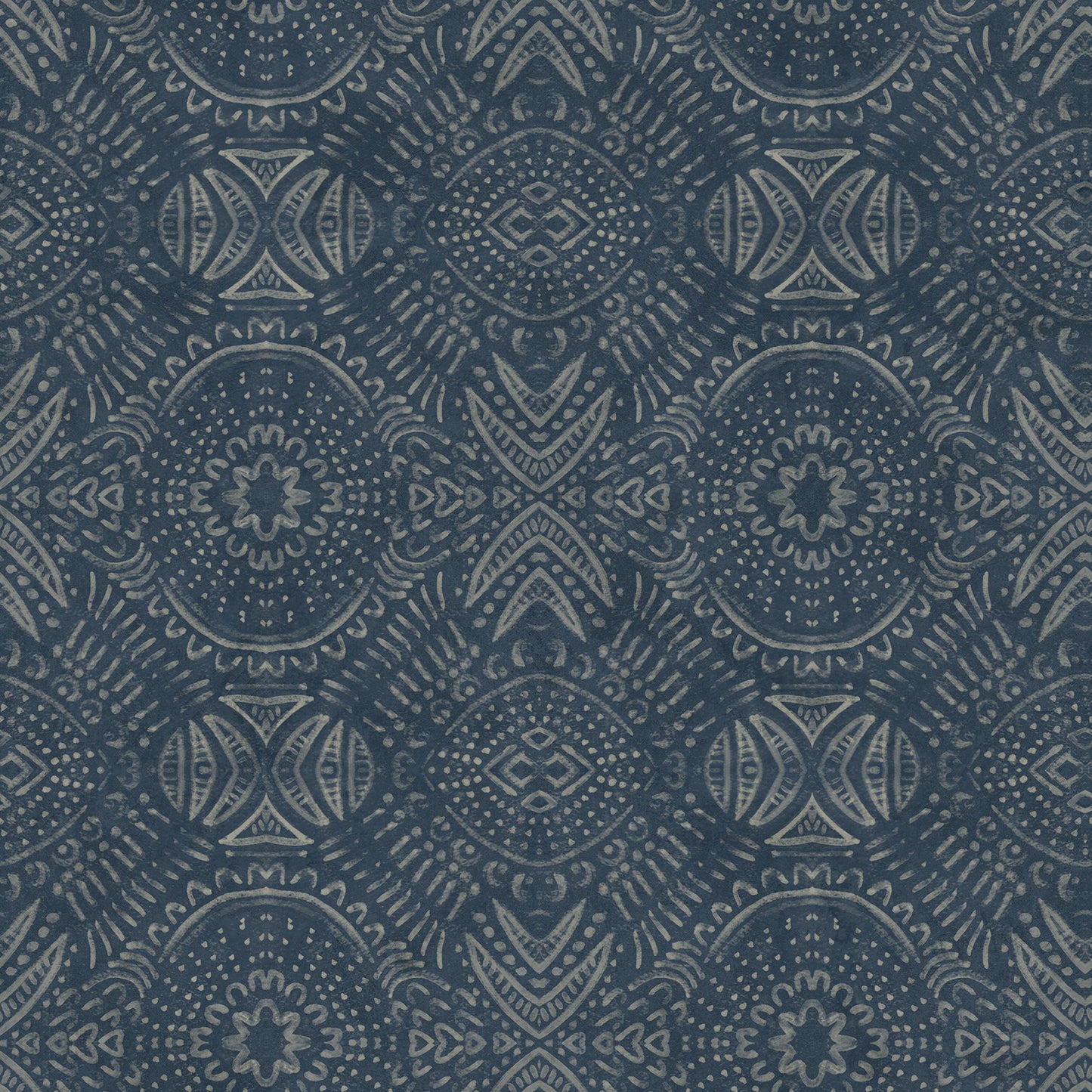 Chesapeake Java Navy Medallion Wallpaper, 20.5-in by 33-ft