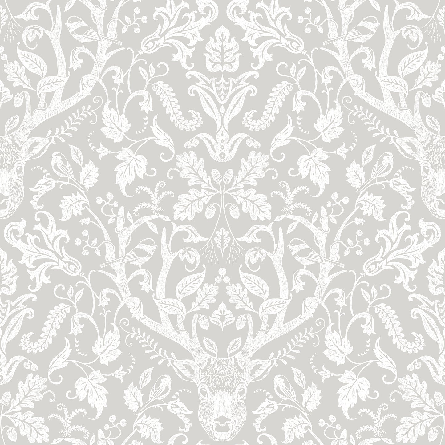 Chesapeake Kiwassa Taupe Antler Damask Wallpaper, 20.5-in by 33-ft