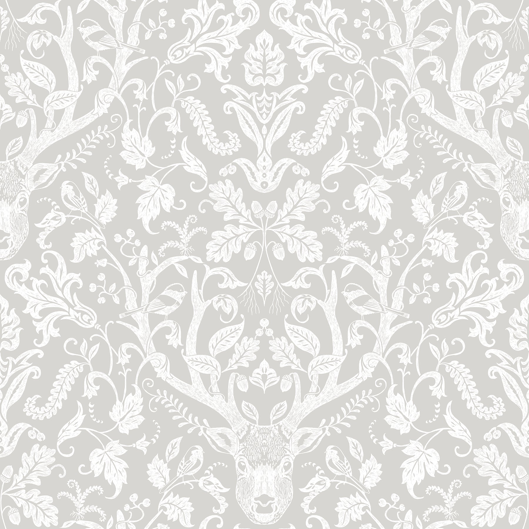 Chesapeake Kiwassa Taupe Antler Damask Wallpaper, 20.5-in by 33-ft