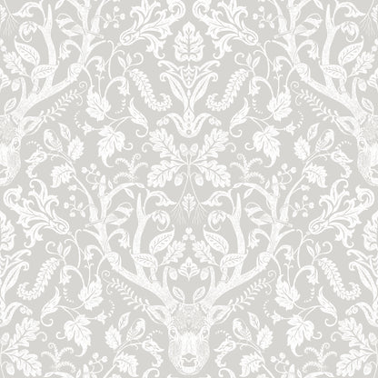 Chesapeake Kiwassa Taupe Antler Damask Wallpaper, 20.5-in by 33-ft