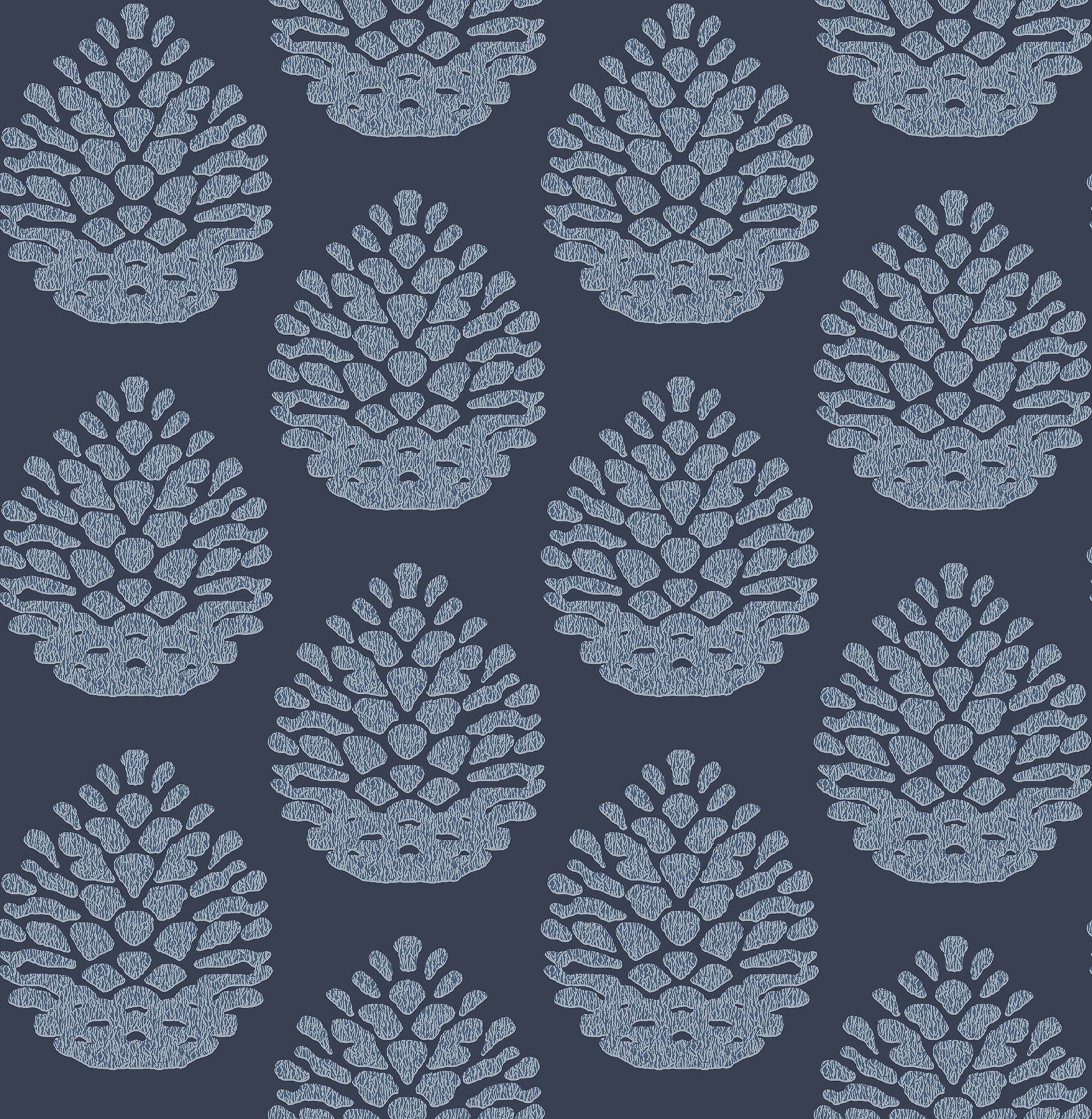 Chesapeake Totem Blue Pinecone Wallpaper, 20.5-in by 33-ft