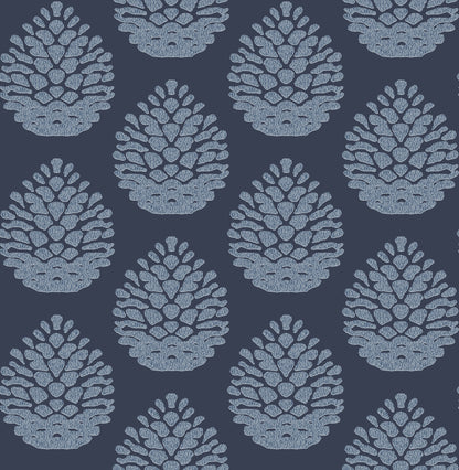 Chesapeake Totem Blue Pinecone Wallpaper, 20.5-in by 33-ft