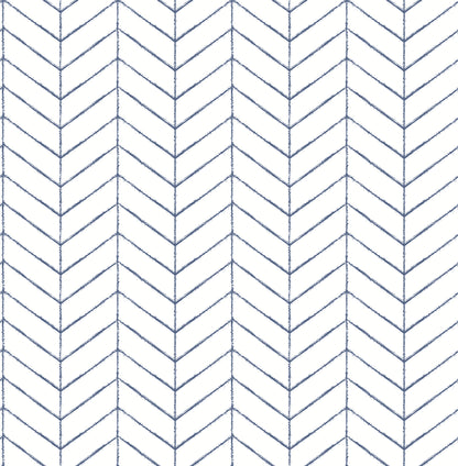 Chesapeake Bison Navy Herringbone Wallpaper, 20.5-in by 33-ft