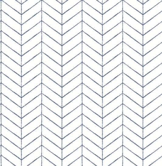 Chesapeake Bison Navy Herringbone Wallpaper, 20.5-in by 33-ft