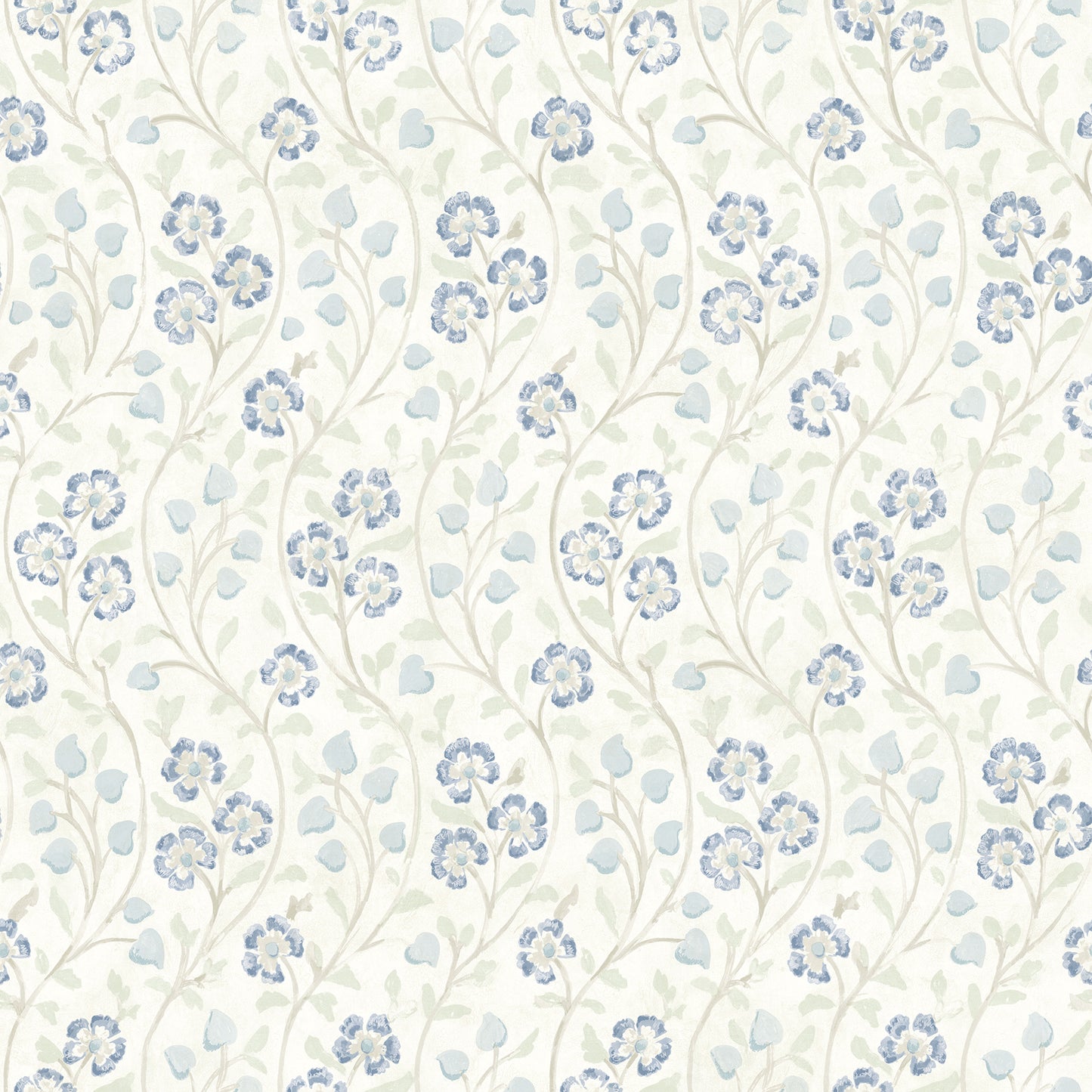 Chesapeake Patsy Blue Floral Wallpaper, 20.5-in by 33-ft