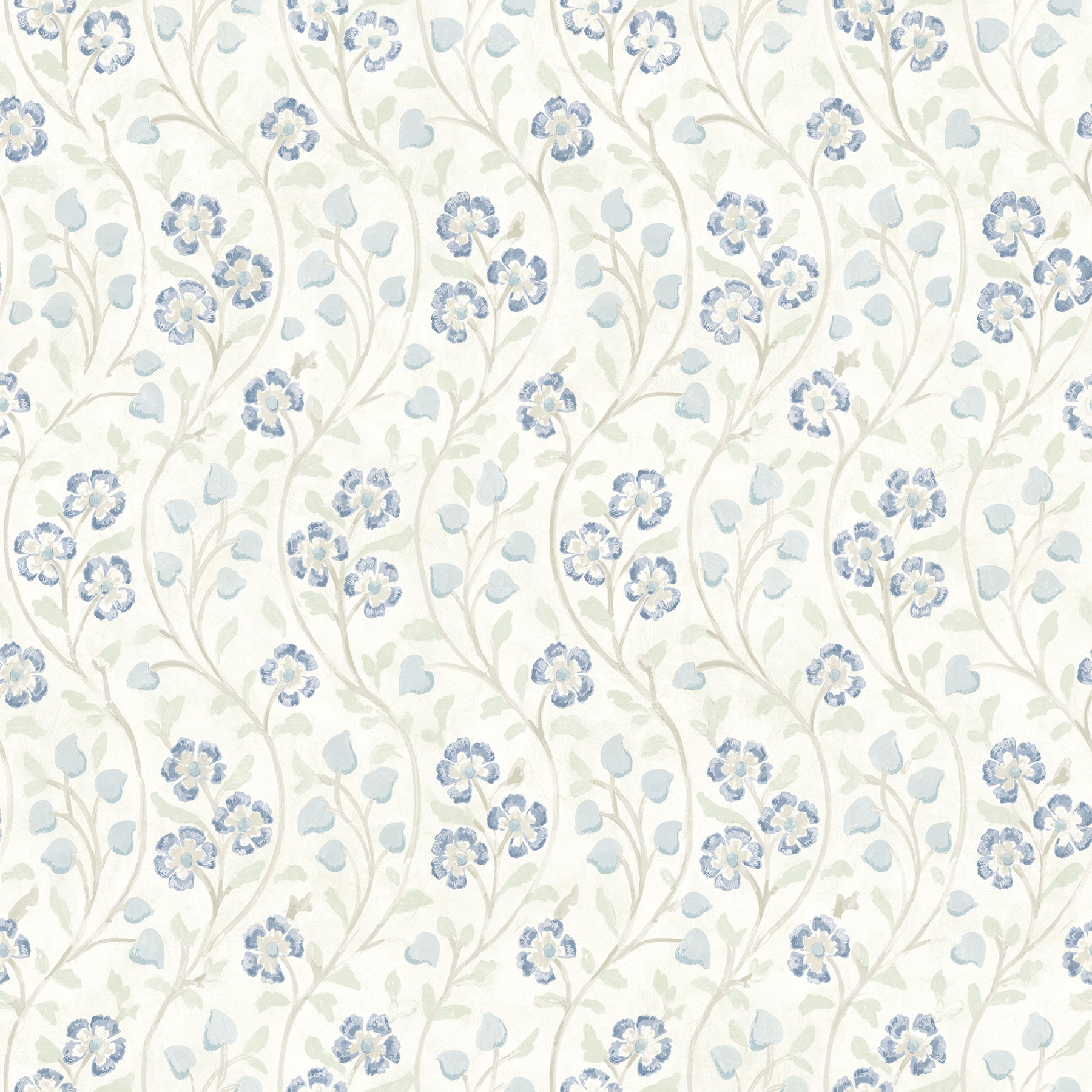 Chesapeake Patsy Blue Floral Wallpaper, 20.5-in by 33-ft