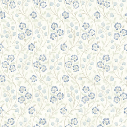 Chesapeake Patsy Blue Floral Wallpaper, 20.5-in by 33-ft