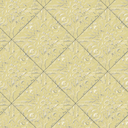 Chesapeake Brandi Yellow Metallic Faux Tile Wallpaper, 20.5-in by 33-ft