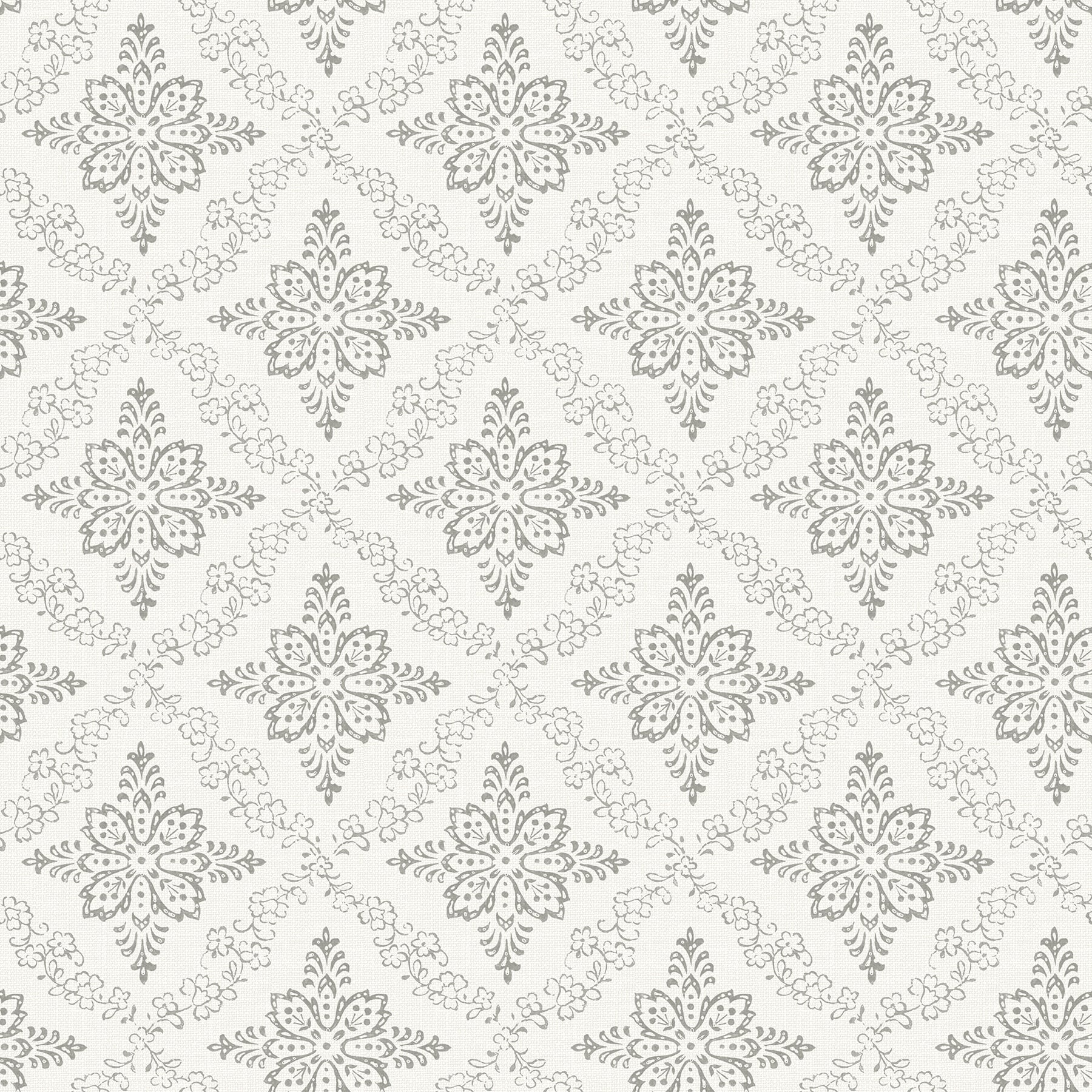 Chesapeake Wynonna Light Grey Geometric Floral Wallpaper, 20.5-in by 33-ft