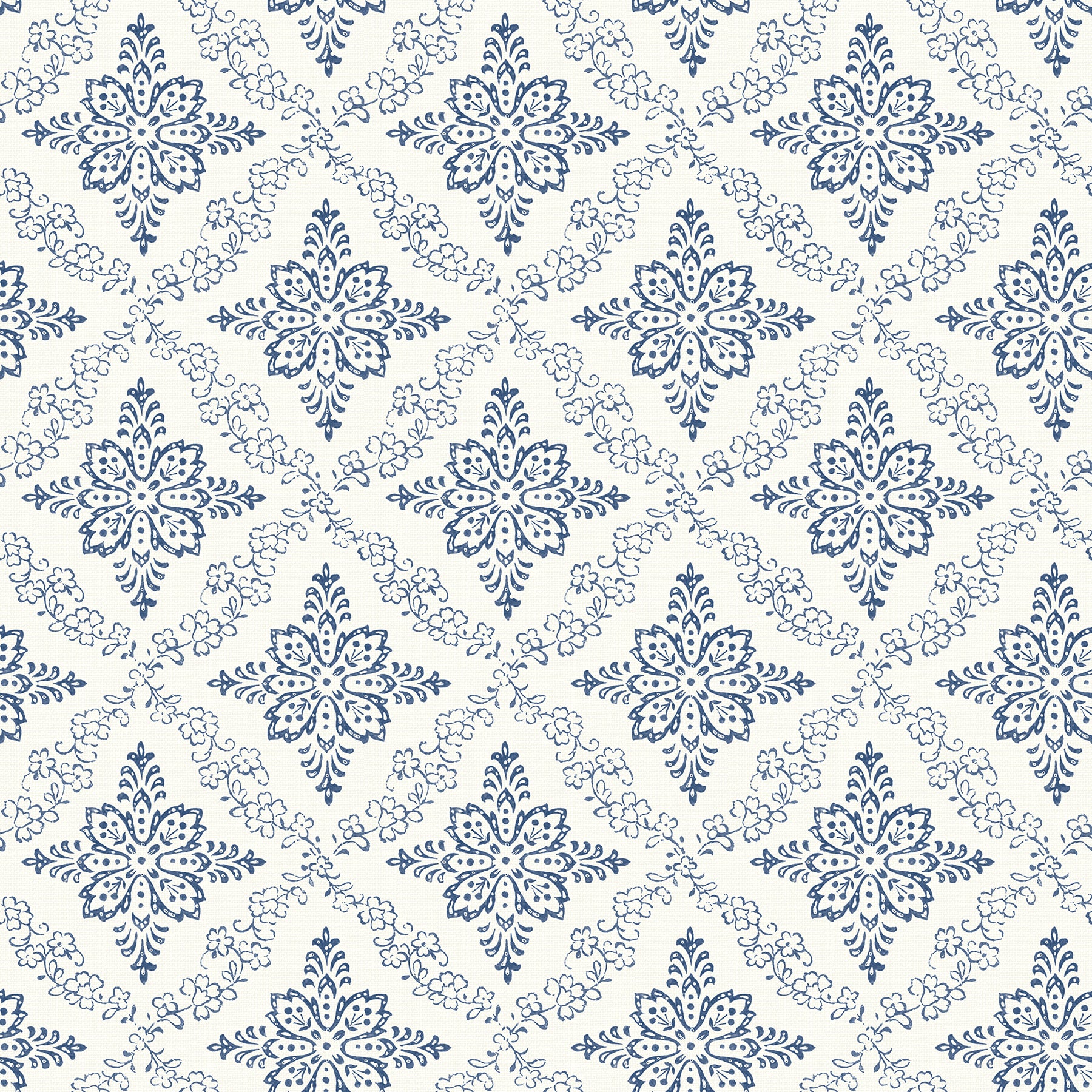 Chesapeake Wynonna Navy Geometric Floral Wallpaper, 20.5-in by 33-ft