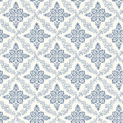 Chesapeake Wynonna Navy Geometric Floral Wallpaper, 20.5-in by 33-ft