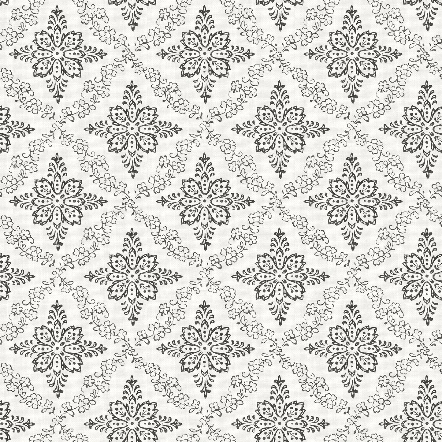 Chesapeake Wynonna Black Geometric Floral Wallpaper, 20.5-in by 33-ft